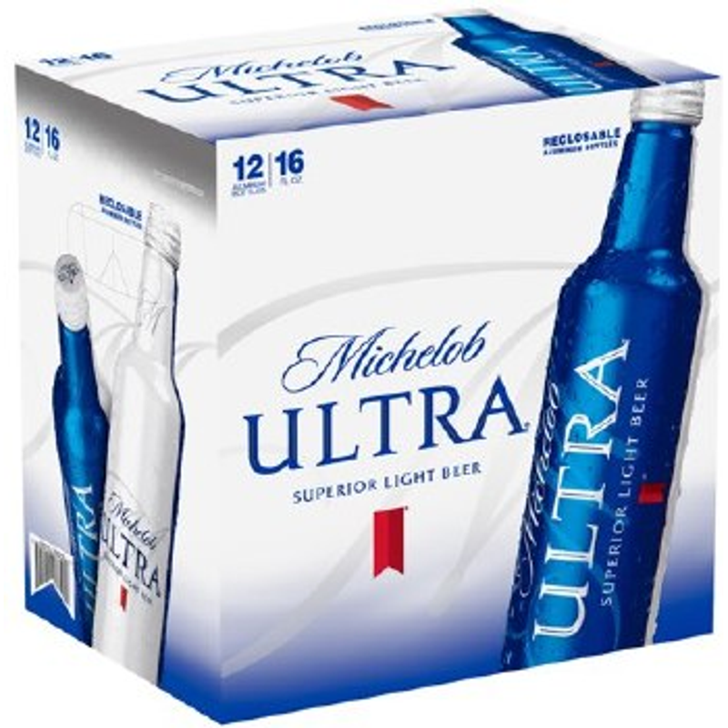 Michelob Ultra Light Beer 12 Pack 16 oz Aluminum Bottles