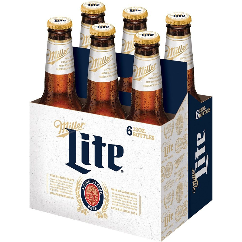 Miller Lite 6 Pack 12 oz Bottles