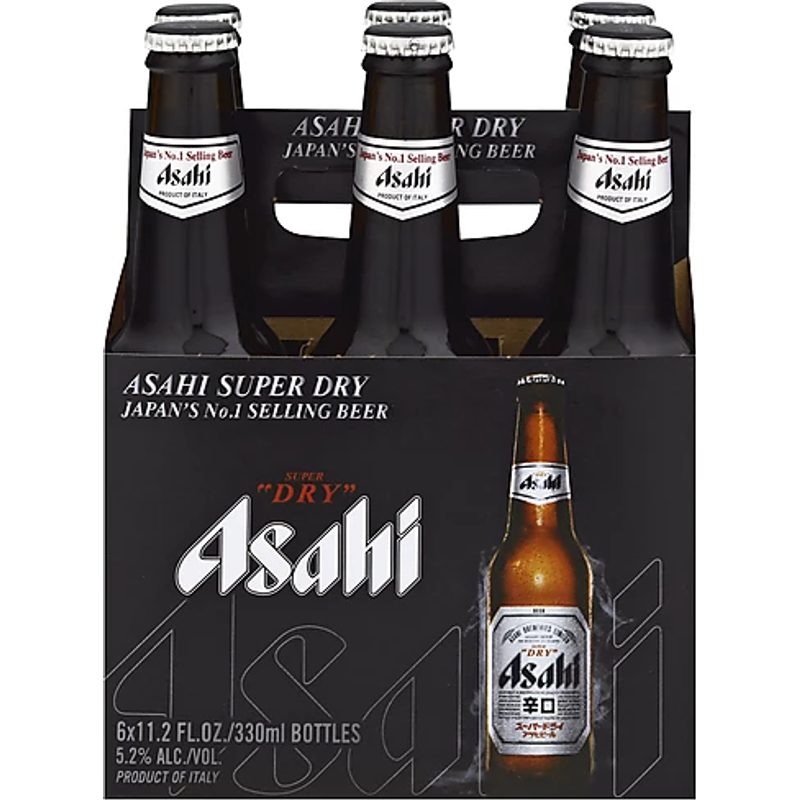 Asahi Super Dry Beer 6 Pack 12 oz Bottles