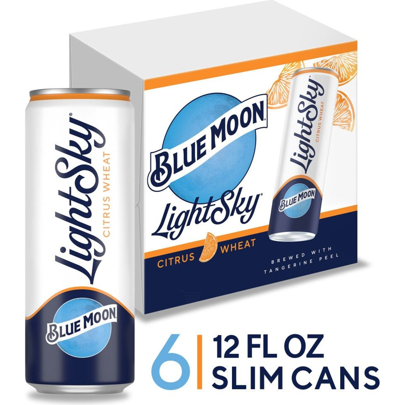 Blue Moon Light Sky Citrus Wheat Beer 6 Pack 12 oz Cans