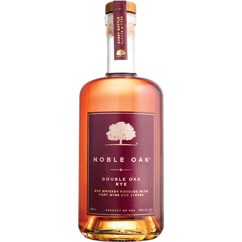 Noble Oak Double Oak Rye Whiskey finished with Port Wine Oak Staves 750mL