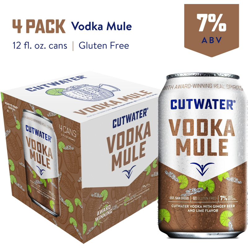 Cutwater Spirits Vodka Mule with Fugu Vodka Cocktail 4 Pack 12 oz Cans