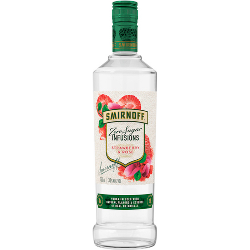 Smirnoff Zero Sugar Infusions Strawberry & Rose Vodka 750mL