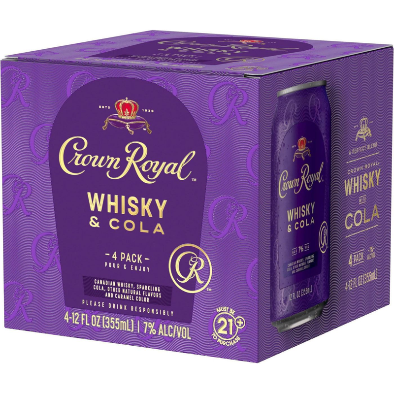 Crown Royal Whisky & Cola Cocktail 4x 12oz Cans