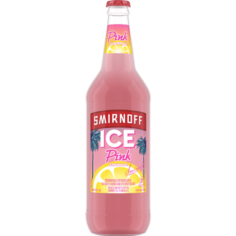 Smirnoff Ice Pink Lemonade, 24oz Single Bottle, 4.5% ABV