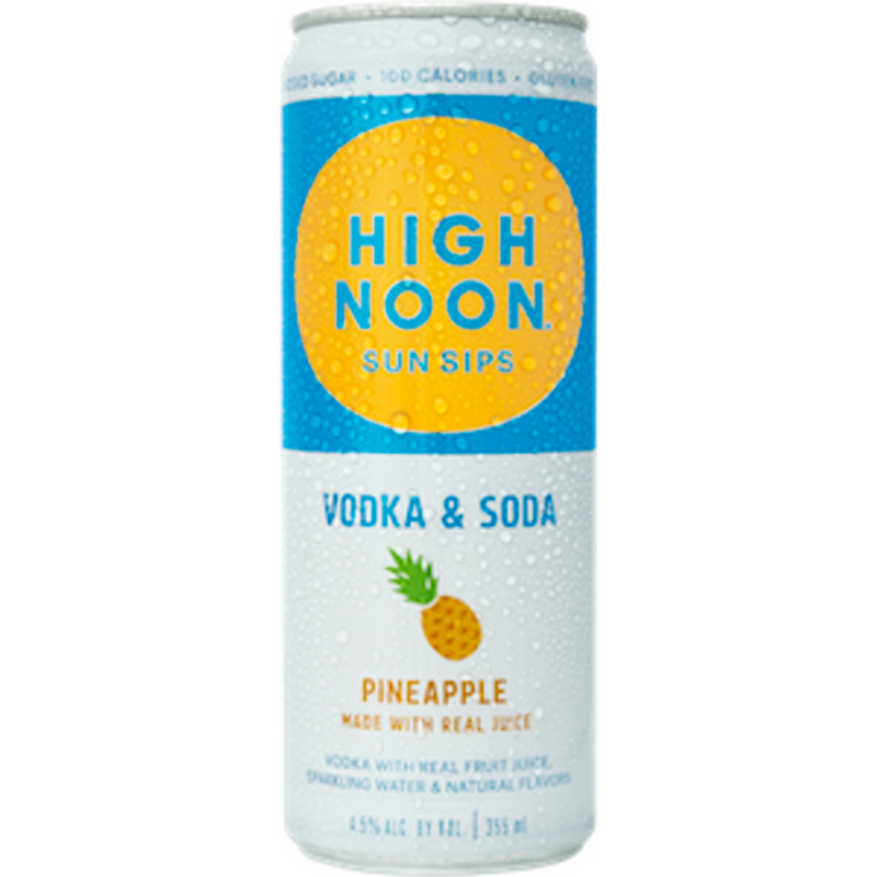 High Noon Sun Sips Vodka & Soda Pineapple 355mL Aluminium Can