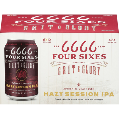 Four Sixes Grit & Glory Hazy Session IPA 12 oz 6 Cans 6 Pack