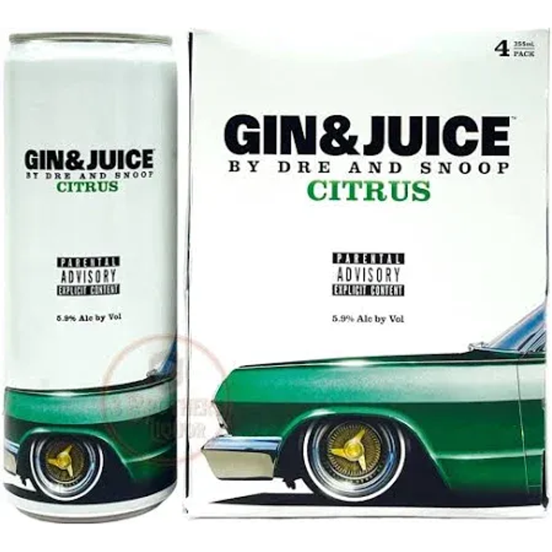 Gin & Juice By Dre Snoop Citrus Ready To Drink Cocktail 4 Pack 355ml Cans