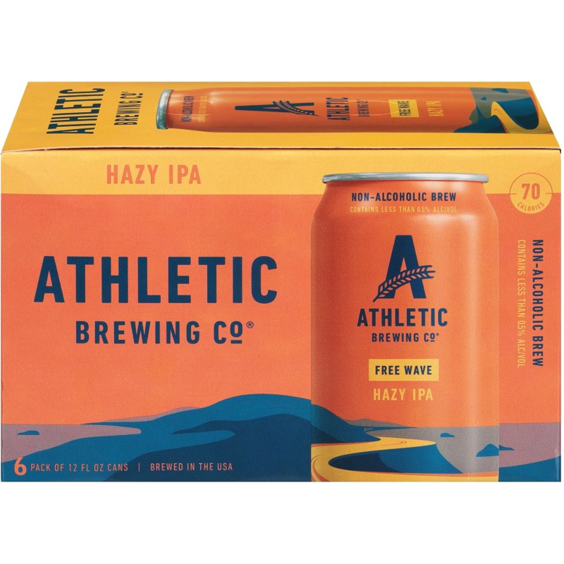 Athletic Brewing Non-alcoholic Free Wave Double Hop IPA 6 Pack 12 oz Cans 0.4% ABV