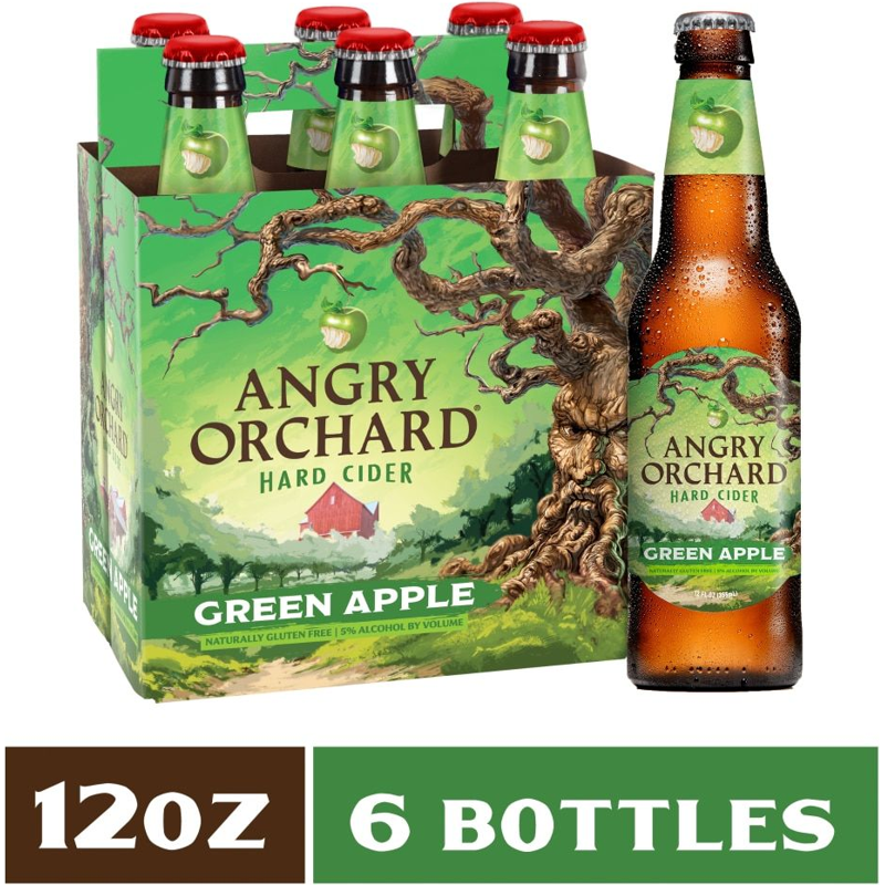 Angry Orchard Green Apple Hard Cider 6 Pack 12 oz Bottles