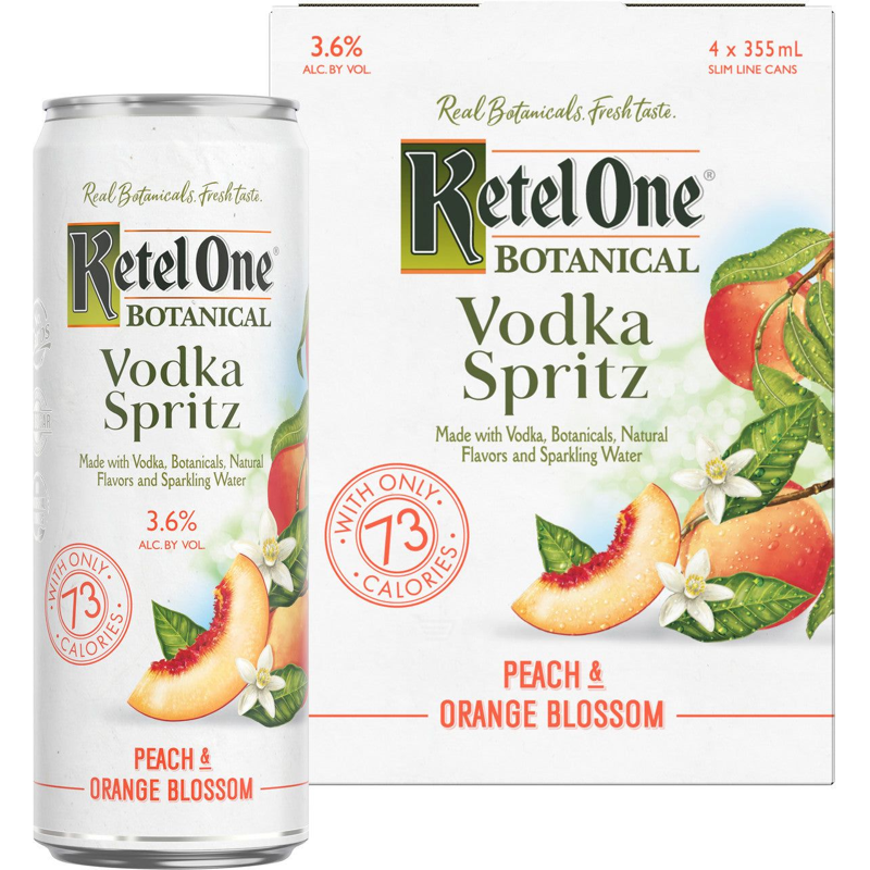 Ketel One Botanical Vodka Spritz Peach & Orange Blossom, Cans 4x 12oz Aluminum Bottles